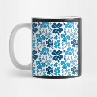 Blue Lucky Clover Hand Drawn Pattern Mug